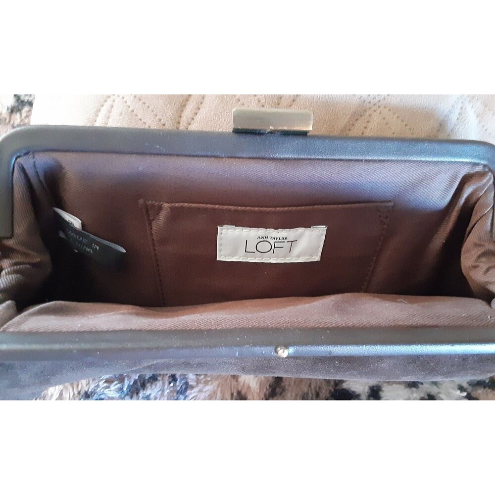 Ann Taylor Chocolate Brown Suede Clutch | Dark Mocha Evening Bag - Picture 2 of 2